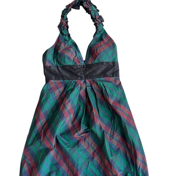 Kay Unger Women's Plaid Halter Cocktail Dress Size 8 - Picture 4 of 11